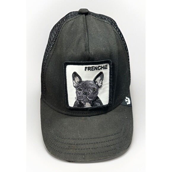 Goorin Bros The Farm Trucker Hat Frenchie Black Mesh Snapback Cap Dog Patch - Picture 1 of 8